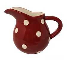 Vintage Earthenware Red White Polka Dot Design Small Pitcher Creamer Vase