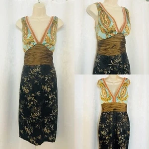 PHOEBE COUTURE Dress Silk Sleeveless Asian Inspired Print Sz 4 - Picture 1 of 5