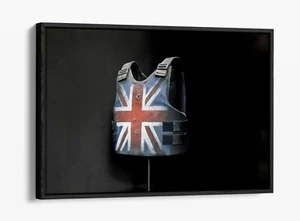 BANKSY UNION JACK STAB VEST -FLOAT EFFECT CANVAS WALL ART PIC PRINT- STORMZY - Picture 1 of 12