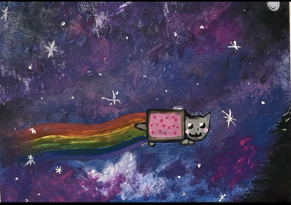 Pintura motivacional de gato Nyan (HALLAZGO RARO) que cambia la vida*** Foto 1 de 1