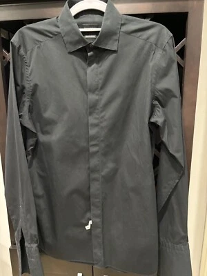 Ermenegildo Zengo Trofeo Comfort Mens 38 / 15 Long Sleeved Black Dress Shirt Exc - Image 1 of 4