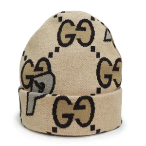 GUCCI PALACE Large GG-P Beanie 100% Wool, Beige 718418 - Picture 1 of 8