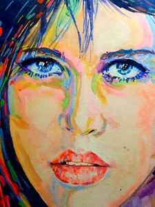 *GUIDO*SOPHIE MARCEAU*PEINTURE*ORIGINALE *1992*MONACO*COLLECTOR*POP*ART*SPIRIT*$ - Picture 1 of 9