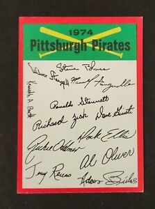 1974 Topps Baseball Pittsburgh Pirates Team Unmarked Checklist VG+/EX- Low Ship
