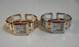 WOMEN'S ANGEL SILVER & GOLD FINISH BANGLE FASHION CASUAL WATCH - Picture 1 of 16