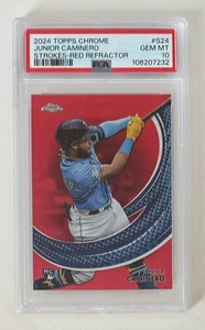 2024 Topps Chrome JUNIOR CAMINERO Strokes Red Refractor 2/5 PSA 10 GEM - Picture 1 of 2