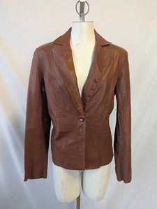 Saguaro Leather Jacket Brown Pick Stitching Sz L - Picture 1 of 13