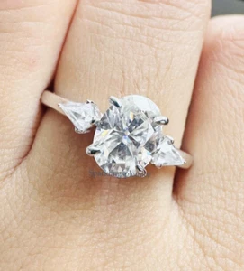 Oval Cut Engagement Ring 3 Stone Oval Moissanite Wedding Proposal Ring For Women - Picture 1 of 12