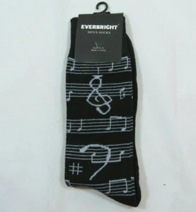 Para hombre Moda Negro Crew Música Calcetines Llaves Notas Personal Zapatos Agujeros Talla 6-12 - Imagen 1 de 3