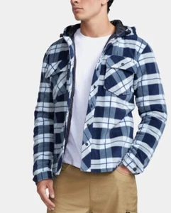 Camisa chaqueta con capucha azul a cuadros urbana Caterpillar para hombre talla M - Imagen 1 de 10