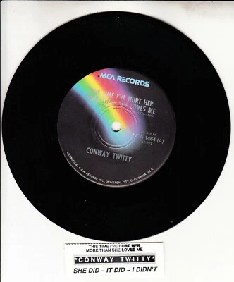 CONWAY TWITTY  This Time I've Hurt Her More Than She Loves Me 7" 45 record NEW - Image 1 of 2