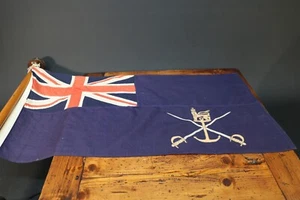 Vintage Blue Ensign Army Sailing Association Flag 38" Long & Wooden Staff Pole - Picture 1 of 18