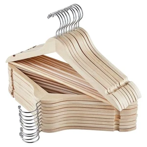 Wooden Hangers, 20 Pack Wood Hangers with Extra Smooth Finish, Precisely Cut ... - Picture 1 of 7