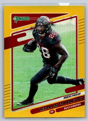 Leonard Fournette 2021 Donruss Holo Gold Premium Press Proof #102 Buccaneers - Image 1 of 2