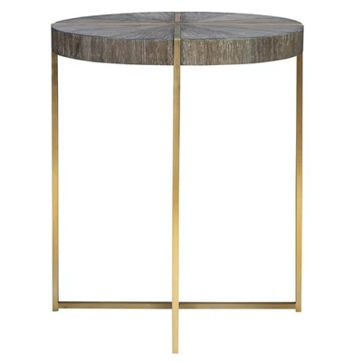 Uttermost 25371 Taja 20" Diameter Acacia Veneer Top Stainless - Wood - Image 1 of 4
