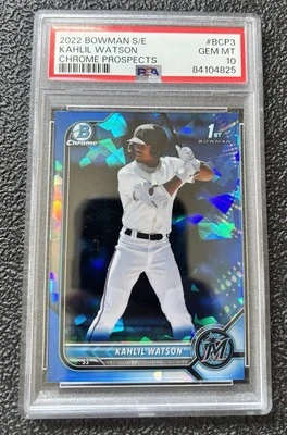 Kahlil Watson 2022 Bowman Chrome S/E 1st Blue Sapphire #BCP3 PSA 10 Mint Rookie - Image 1 of 2