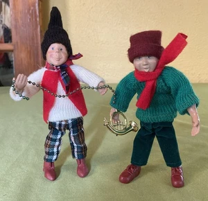 Weihnachtselfe Karoler Figur beweglich 2er Set Vintage 6,5" Urlaub - Bild 1 von 8