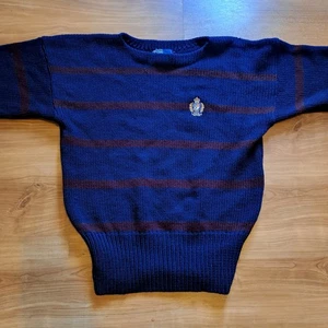 Suéter de punto vintage de los 90 Polo Ralph Lauren con escudo grande de lana a rayas - Imagen 1 de 10