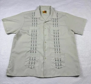 Camisa informal vintage genuina Haband Guayabera con botones bolsillos verde para hombre XL - Imagen 1 de 4