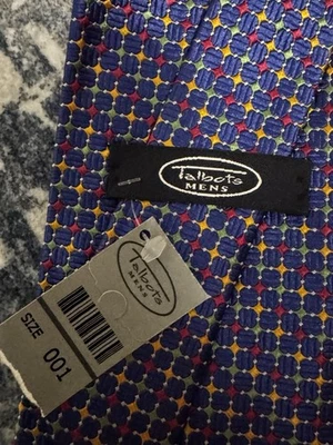 Corbata para hombre Talbots 100 % seda importada hecha a mano en EE. UU. Jacquard geométrico nueva con etiquetas Foto 1 de 2