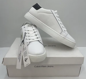 Men's Calvin Klein Jeans Classic Cupsole White Trainers UK10/EU44 - BNIB W9 - Picture 1 of 12