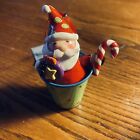 Gisela Graham Santa With Candy In Bucket Xmas Tree Hanging Decoration Bauble Fun