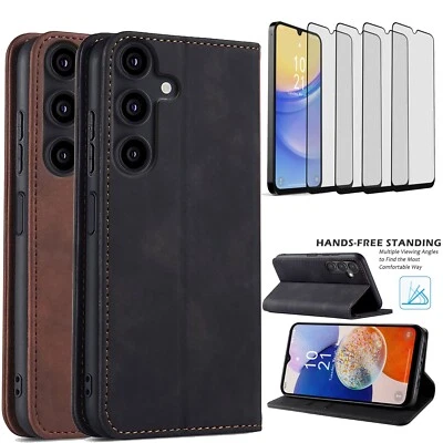 For Samsung Galaxy A15 5G Leather Slots Wallet Case Flip Cover Screen Protector - Image 1 of 4