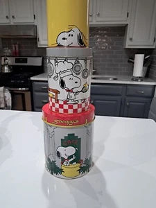 RARO ~ LATAS DE ANIDACIÓN SNOOPY 1965 DE COLECCIÓN (3) ~ Hecho en INGLATERRA ~ ¡NUEVO! - Imagen 1 de 13
