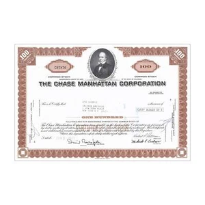 Chase Manhattan Corp. Stock Certificate // 100 Shares // Brown // 1960s-70s - Picture 1 of 2