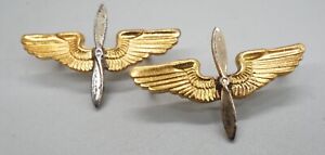 Épingles insignes plaquées or de l'armée de l'air de l'armée de l'air ailes pilote avant la Seconde Guerre mondiale ensemble par Amcraft