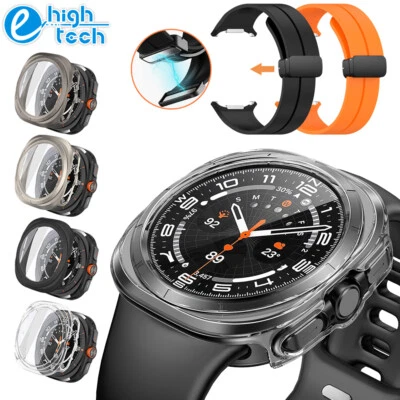 E-HIGHTECH For Samsung Galaxy Watch Ultra 47mm 2024 2025 PC Case Screen Cover Silicone Band