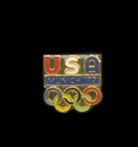 1972 Munich Olympics USA Pin, Enameled Colors, 3/4 x 3/4" - Picture 1 of 2