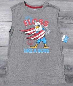 Eagle Shirt Boys XXL 18 Floss Like a Boss Patriotic American Flag Tank Top - Picture 1 of 5