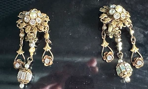 Crystal and Pearl Flower Earrings with 3 Dangles by Janny – Elegant Jewelry - Picture 1 of 4