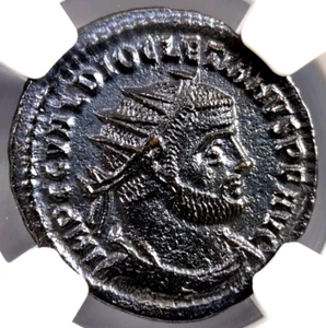 Diokletian Roman Empire AD 284-305 NGC AU Post Ref Radiate Aurelianianus Soldier - Bild 1 von 24