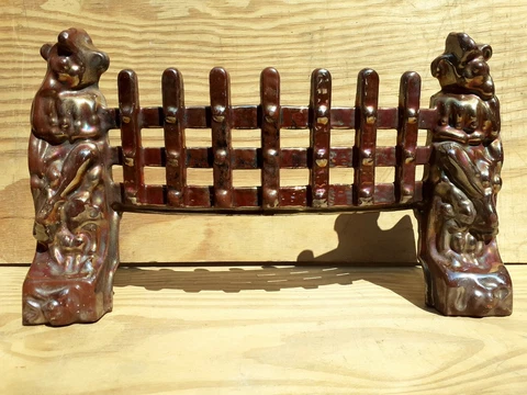 FIRE PLACE VINTAGE FRET GUARD IRON GRATE COURT JESTERS RARE  IRIDESCENT LUSTRE Cover