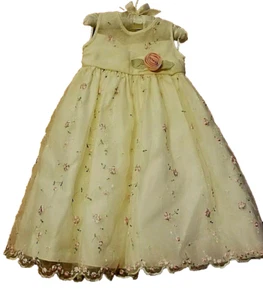 Cinderella Girls Toddler Dress Cream Floral Size 2 2T Roses Bow Embroidery Mint - Picture 1 of 6