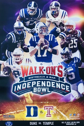 NCAA Football Independence Bowl Duke Temple Poster Daniel Jones Joe Giles-Harris Cover