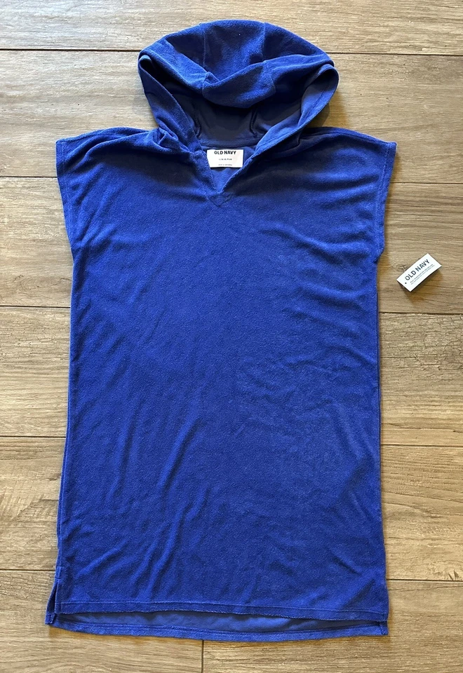 Nuevo con etiquetas Vestido Antiguo Azul Marino Niñas Terry Natación Cubrir Capucha L Grande 10 12 Plus Foto 1 de 1