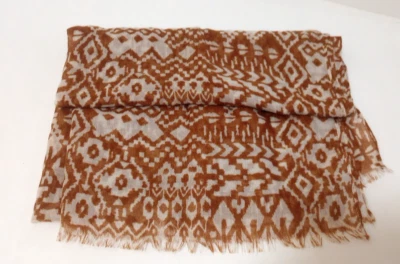 Bufanda antigua azul marino marrón blanco patrón gráfico claro transparente suroeste Foto 1 de 4