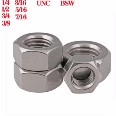 4# 6#-8# 10# 12# 1/8-1/2 UNC/UNF Sechskantmuttern Sechskantmuttern Edelstahl V2A - Bild 1 von 4