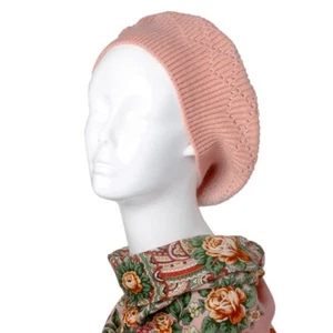 Cashmere Knitted Women's Beret - Dusty Rose - One Size Warm and Soft Lightweight - Picture 1 of 10
