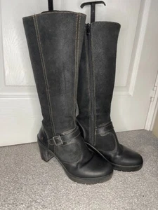 The Art Company EU 39 UK 6 Black Suede Leather Chunky Vintage Platform Boots - Picture 1 of 10