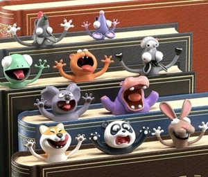 Original Seitenmarke Zerkleinerte Tiere, lustig, Katze, 7,5 x 4,5 cm, neu - Bild 1 von 2