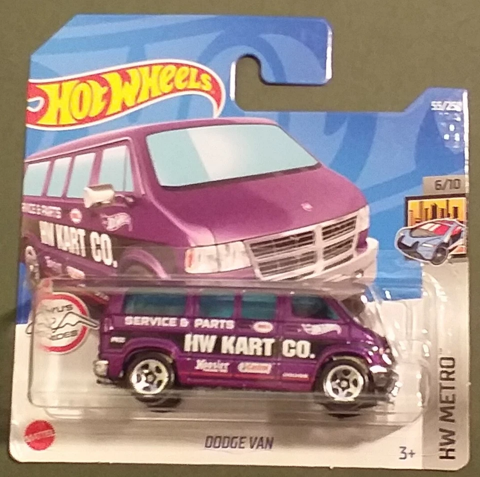 Hot Wheels 2022 Dodge Van, фиолетовый, короткие карты. - Изображение 1 из 1