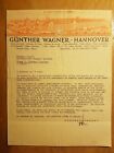 GUNTHER Wagner Hannover Nastri dattilografici inchiostri carta intestata (1935)