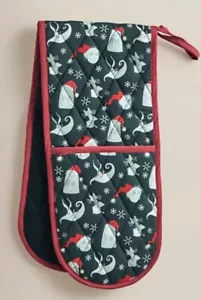 Disney Pesadilla Antes De Navidad Guante Doble Horno Acolchado Negro Rojo Nuevo - Imagen 1 de 1