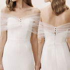 Women Bridal Dress Shawl Mesh Tulle One-Shoulder Lace Thin Wedding Dress Wrap 