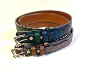 Men's Genuine Black, Brown Bison leather Ranger style belt Amish crafted in USA - Picture 1 of 9