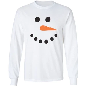 Snowman Long Sleeve T-Shirt in White - Youth Small to Adult 5X-Large - Picture 1 of 1